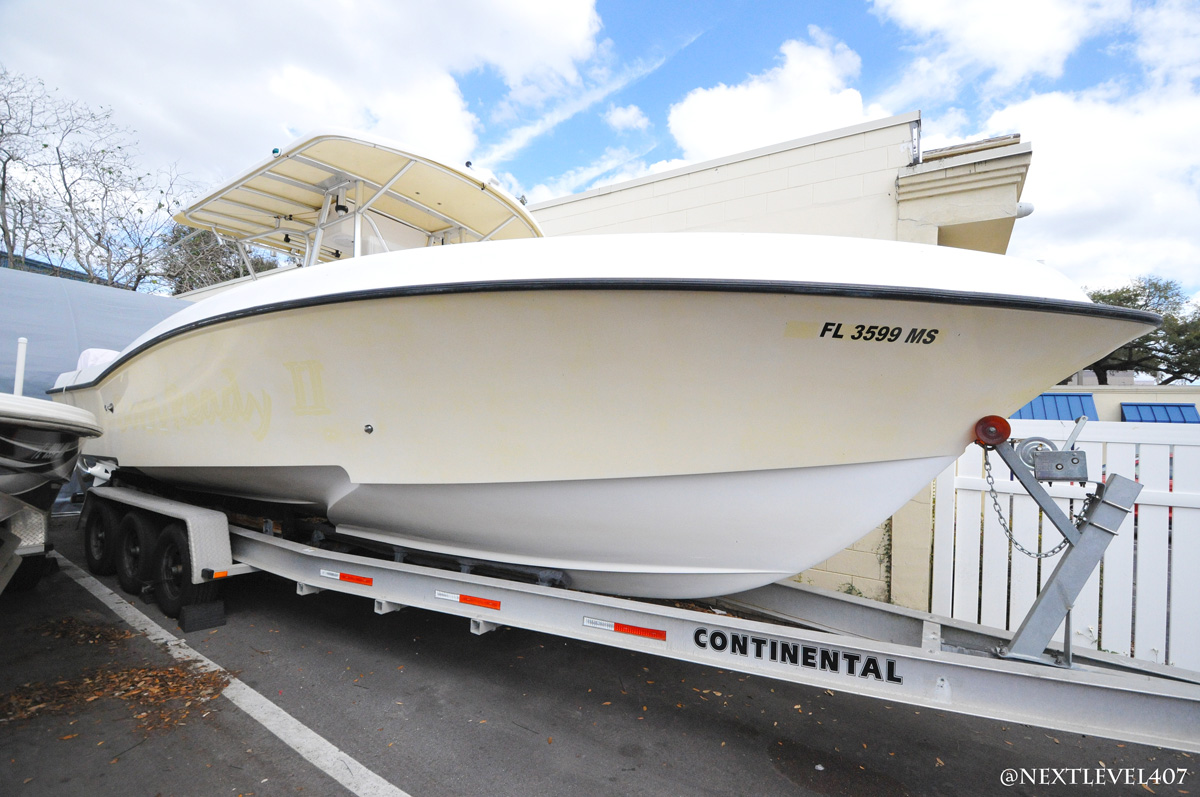 Yellow-Boat-Acrylic-Dash-On-Continental-Trailer-Full-Front-Starboard-Profile Yellow-Boat-Acrylic-Dash-On-Continental-Trailer-Full-Front-Starboard-Profile